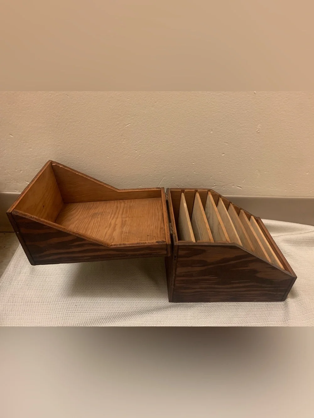 Antique Wooden Recipe/Letter Organizer Box Primitive Folk Art 8 Slots Farmhouse